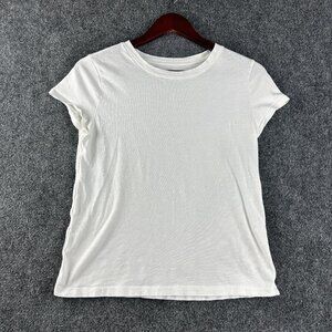 Athleta Daily Crew Tee Womens Small White Cotton Pullover Top Cap Sleeve